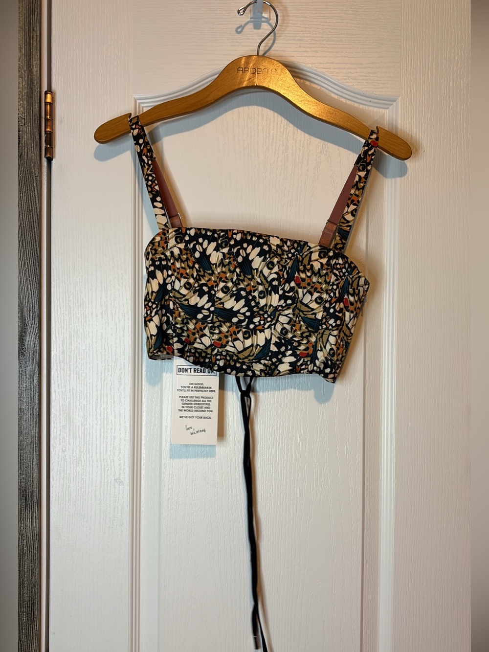 Wildfang Black Multi Floral Cropped Cami corset back Xs top nwt